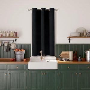 Kitchen Curtain 45 Inch Length, Short Blackout Curtain for Small Window, Grommet Privacy Thermal Insulated Tier Room Darkening Drape for Bedroom, 1 Panel, 38 x 45 Inch