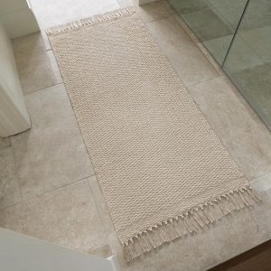 Beautiful Boho Rug with Tassels for Your Bedroom or Bathroom - Soft 2 x 4.3ft. Cotton Runner Rug Fits Perfectly in Any Bath Or Next to Beds - Washable Carpet Enhances Your Hallway/Home Decor